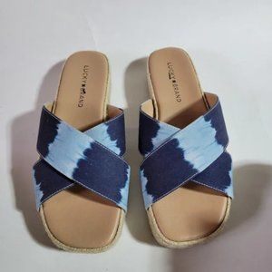 Lucky Brand tie day platform blue sandals 7 nwt